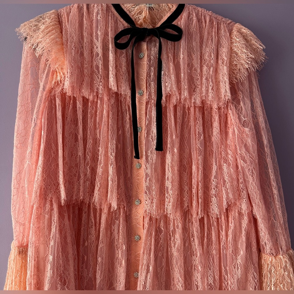 Alice + Olivia Joanie Tiered Ruffle Button-Down Dress - Picture 2 of 16
